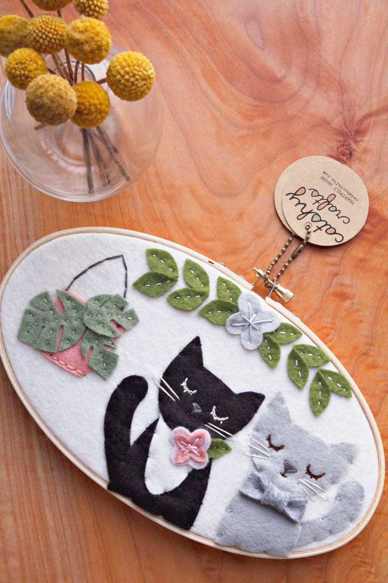DIY Cat and Plant Embroidery Kit House Plant Hoop Art Monstera Embroidery  Beginner 6 Inch Hoop Adult Craft Kit DIY Easy Craft Kit 