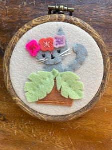 Hiding Cat in Plant Original Wall Art