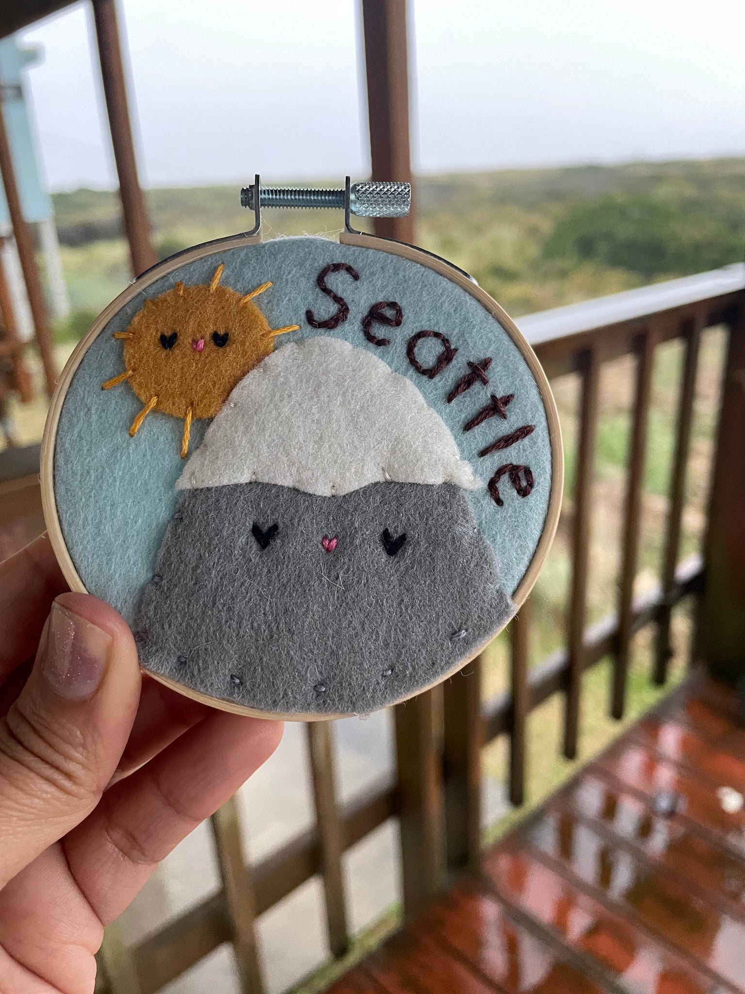Sun and Mountain Original Felt Art / Seattle