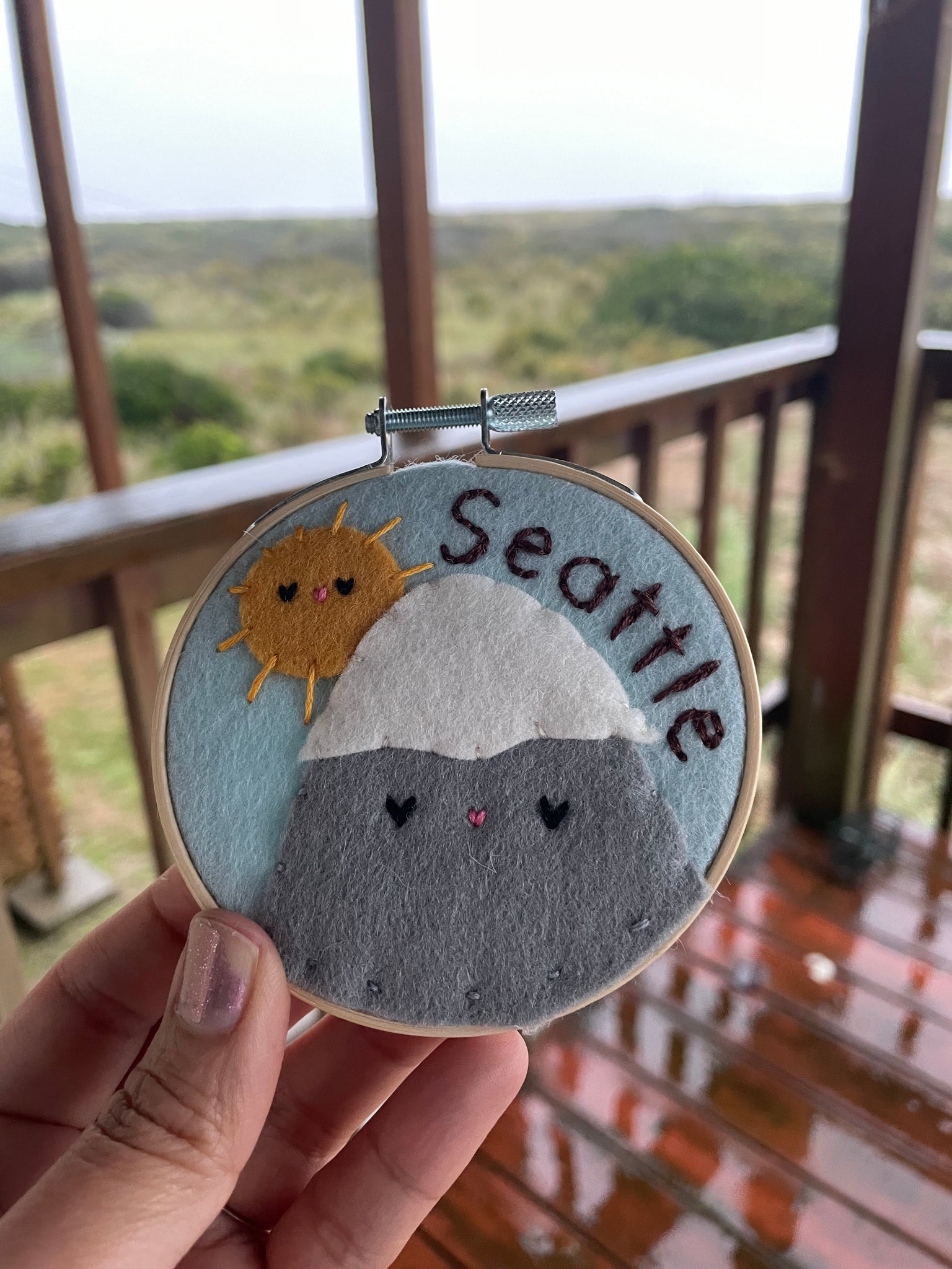 Sun and Mountain Original Felt Art / Seattle