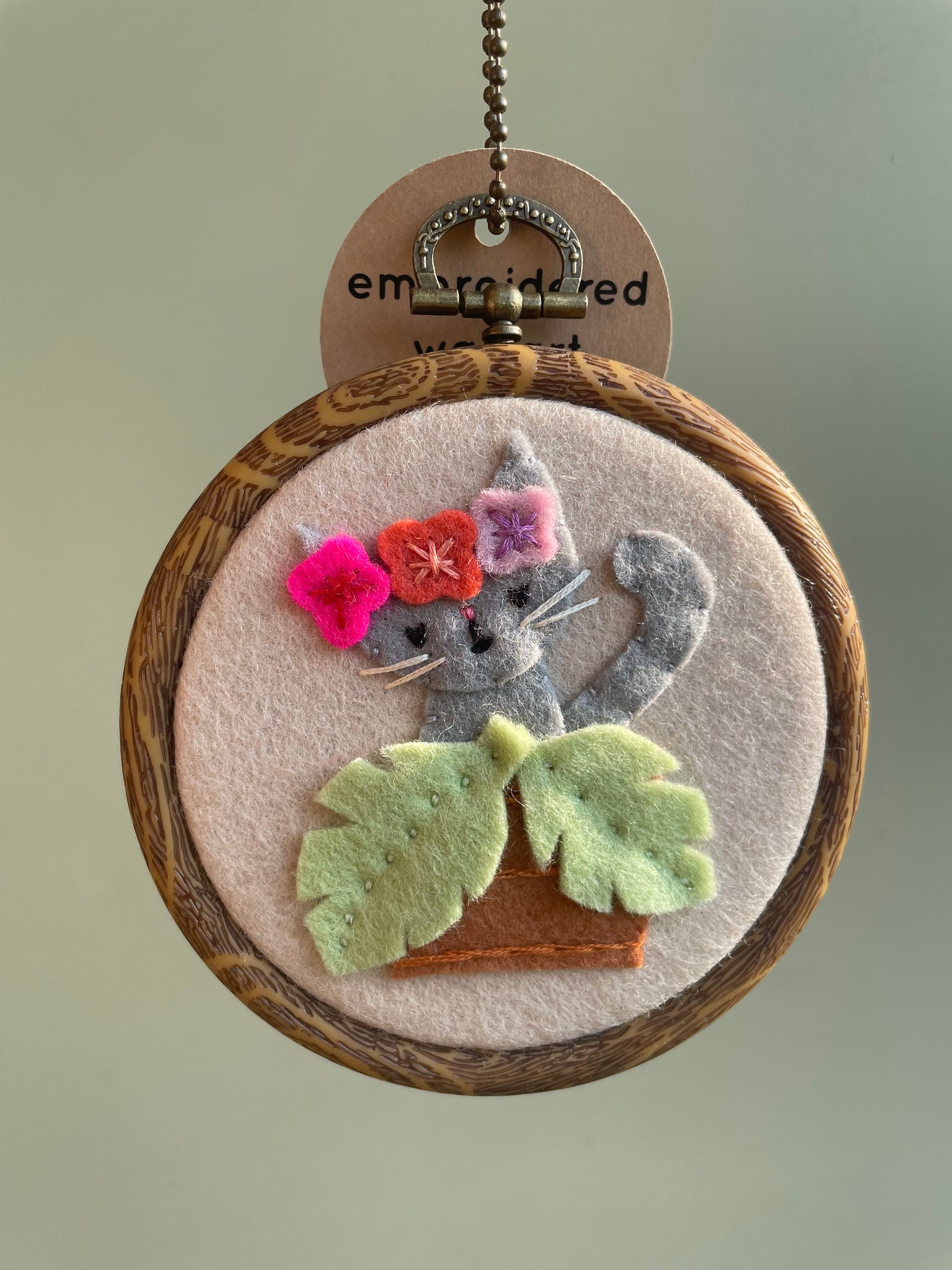 Hiding Cat in Plant Original Wall Art