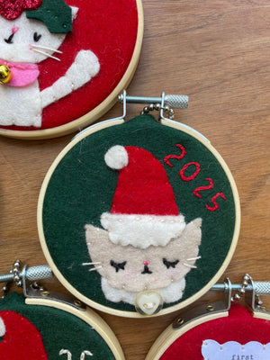 Cat with Santa hat 2025 ornament