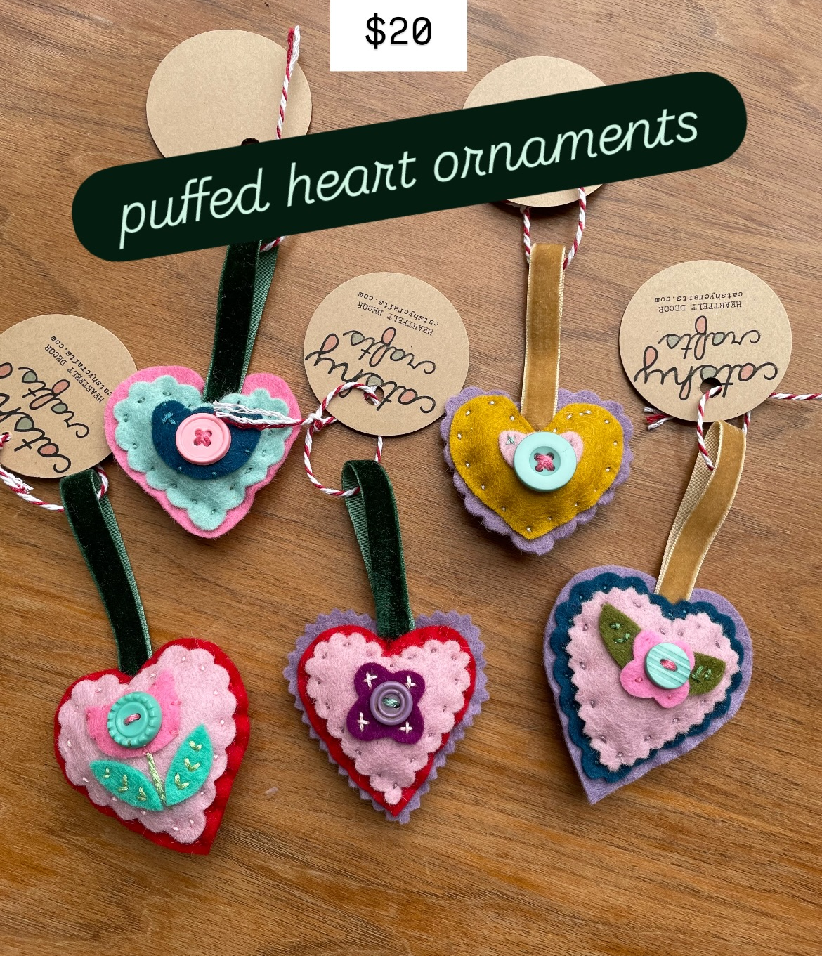 Embroidered Puffed Heart ❤️ Ornaments (2025)