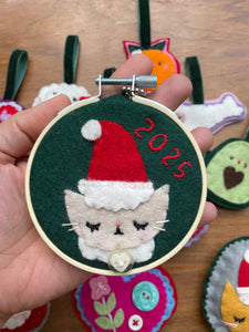 Cat with Santa hat 2025 ornament
