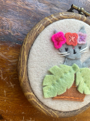 Hiding Cat in Plant Original Wall Art