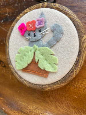 Hiding Cat in Plant Original Wall Art