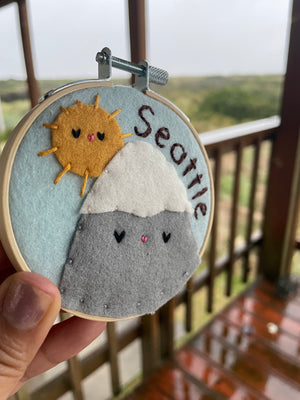 Sun and Mountain Original Felt Art / Seattle