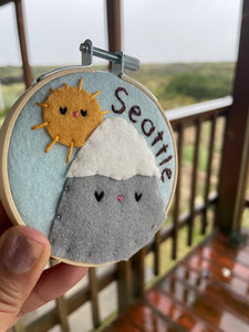 Sun and Mountain Original Felt Art / Seattle