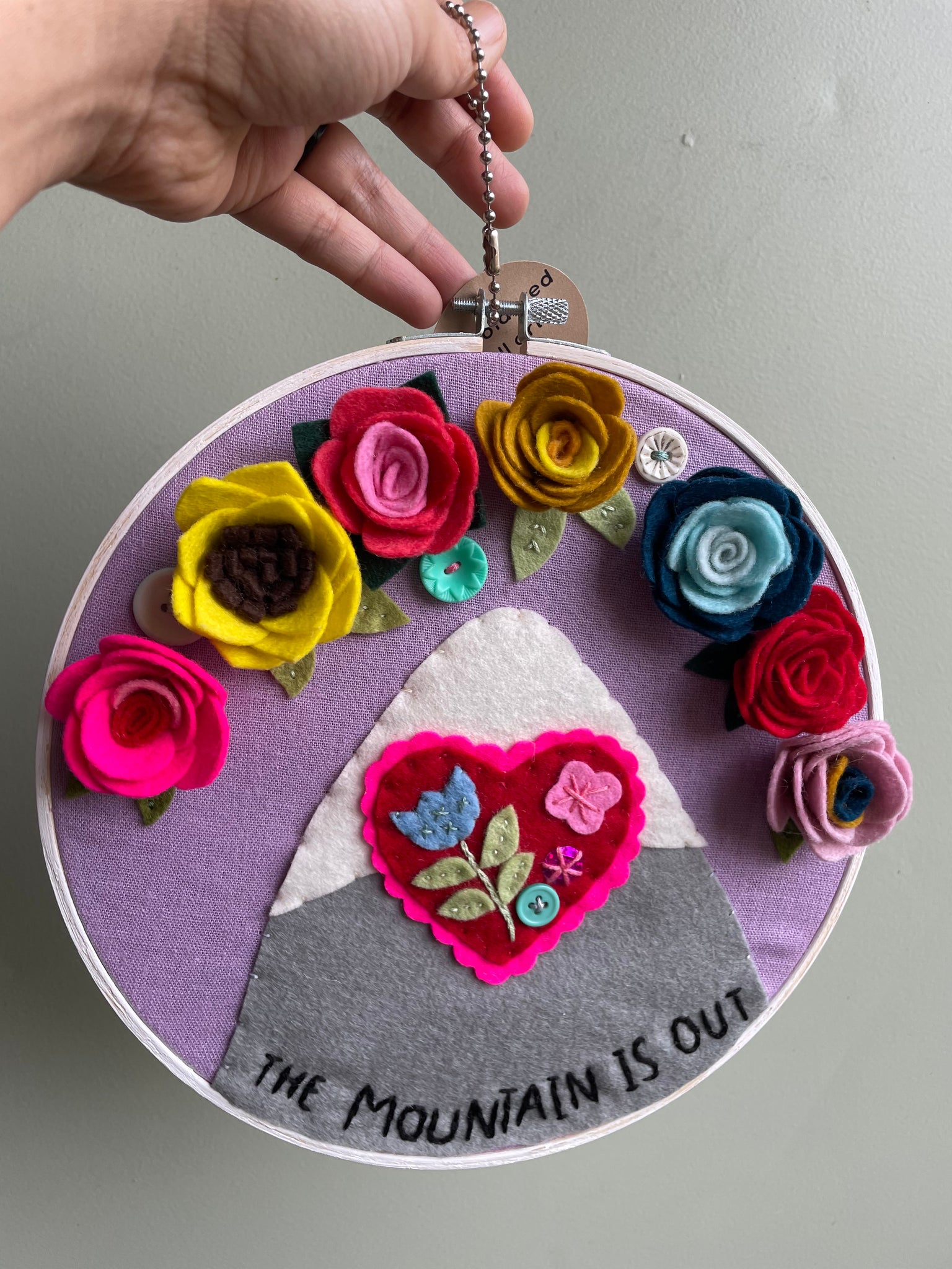 The Mountain Is Out - custom 10-inch hoop for Nora