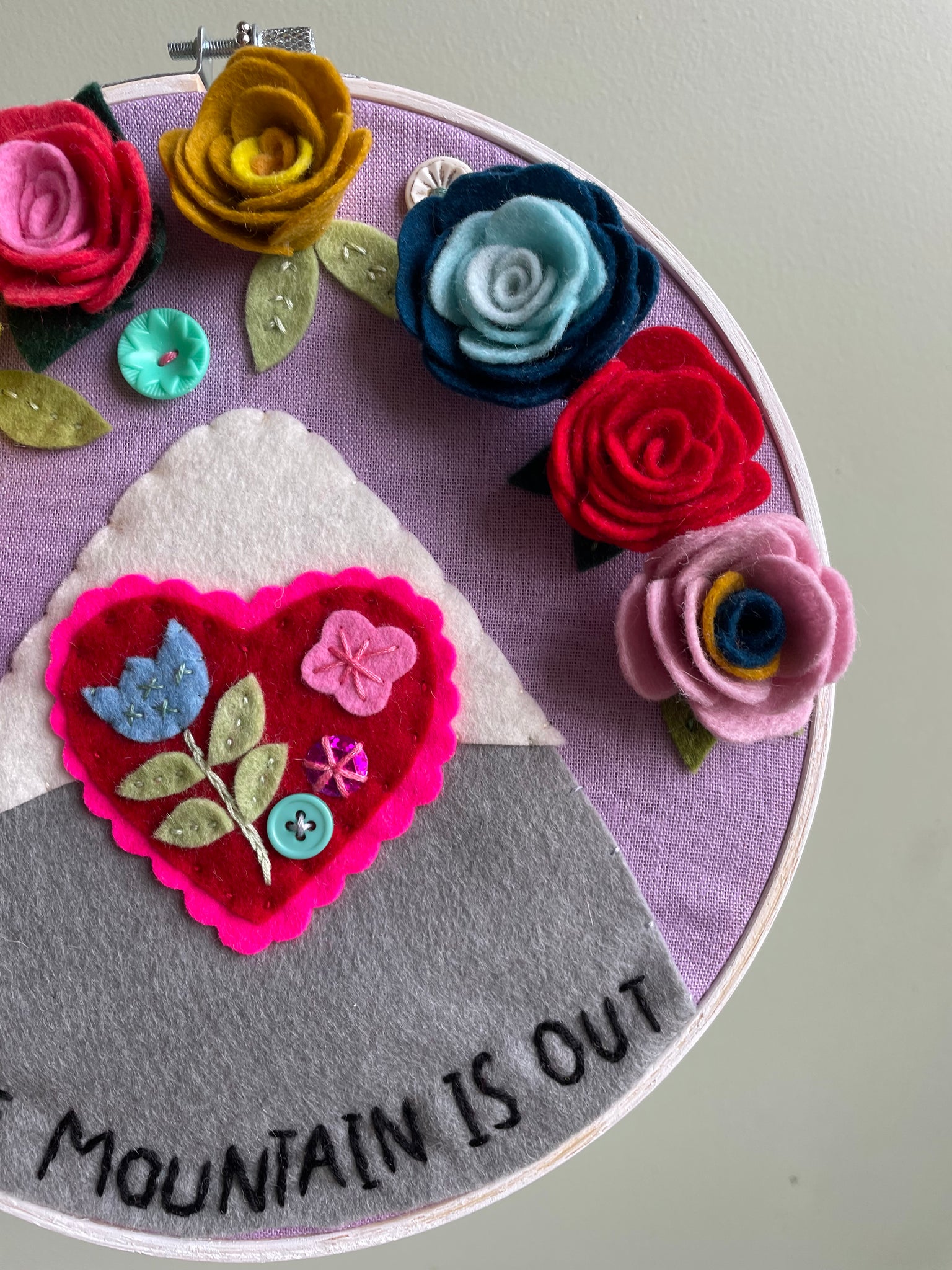 The Mountain Is Out - custom 10-inch hoop for Nora