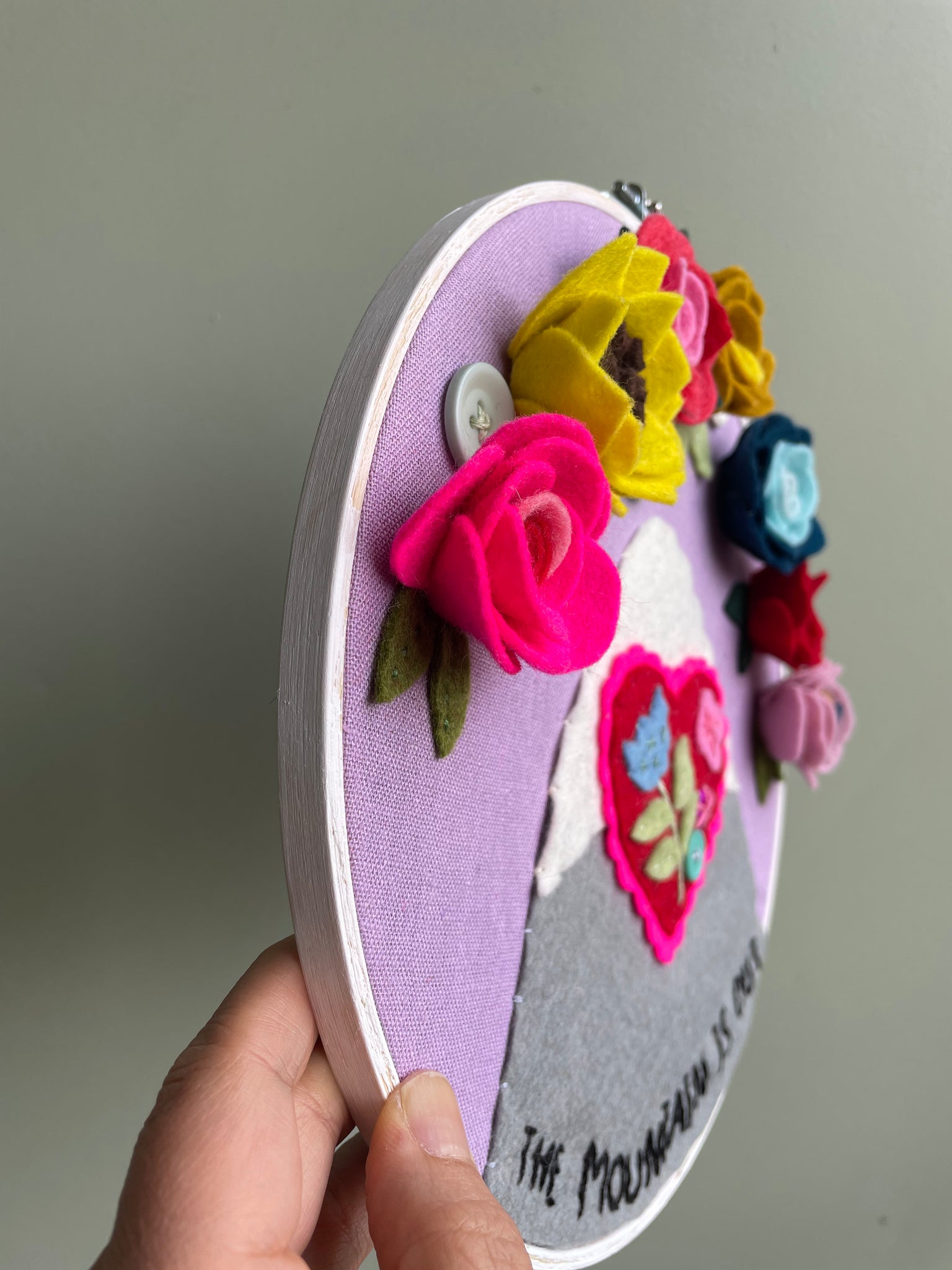 The Mountain Is Out - custom 10-inch hoop for Nora