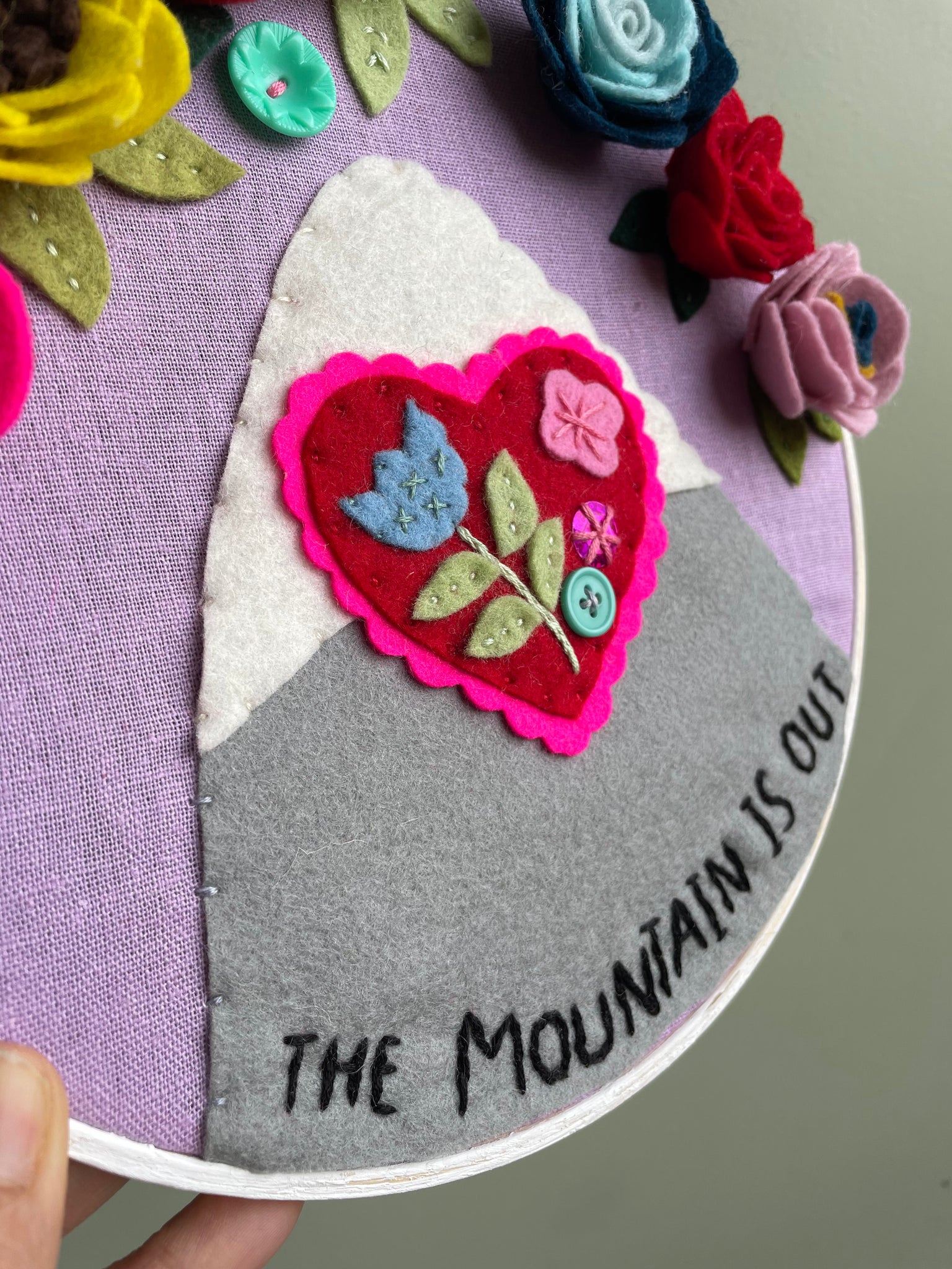 The Mountain Is Out - custom 10-inch hoop for Nora