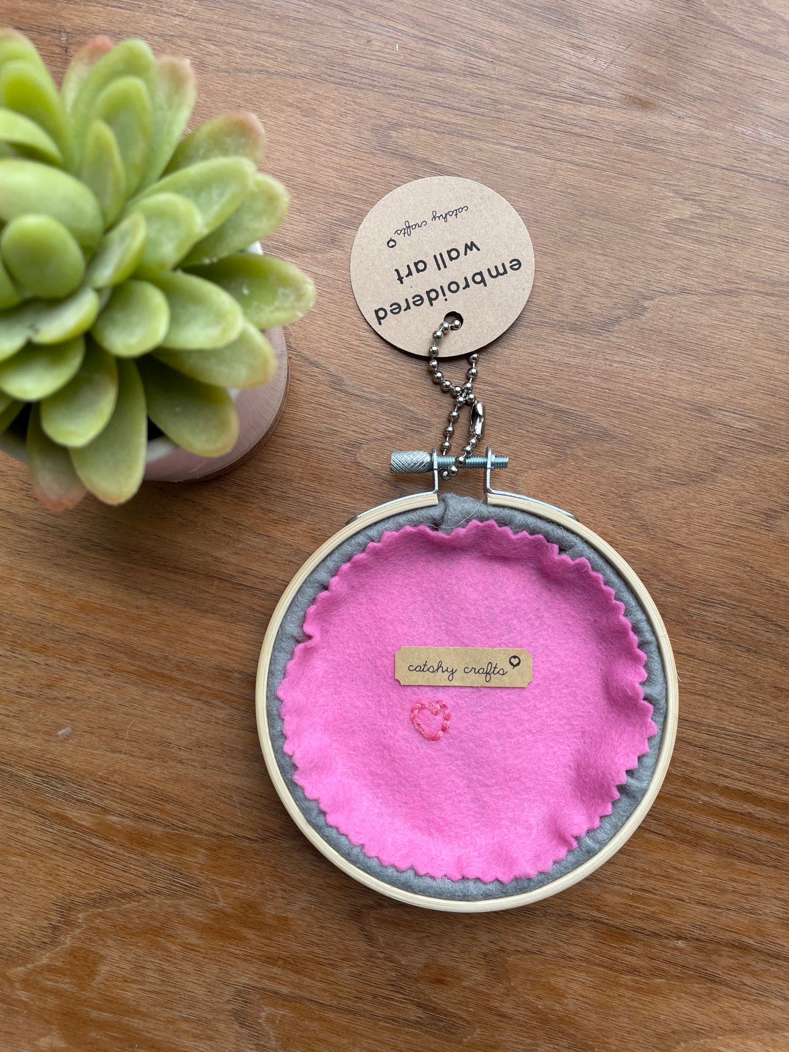 Cat in Pilea Plant Felt Wall Art