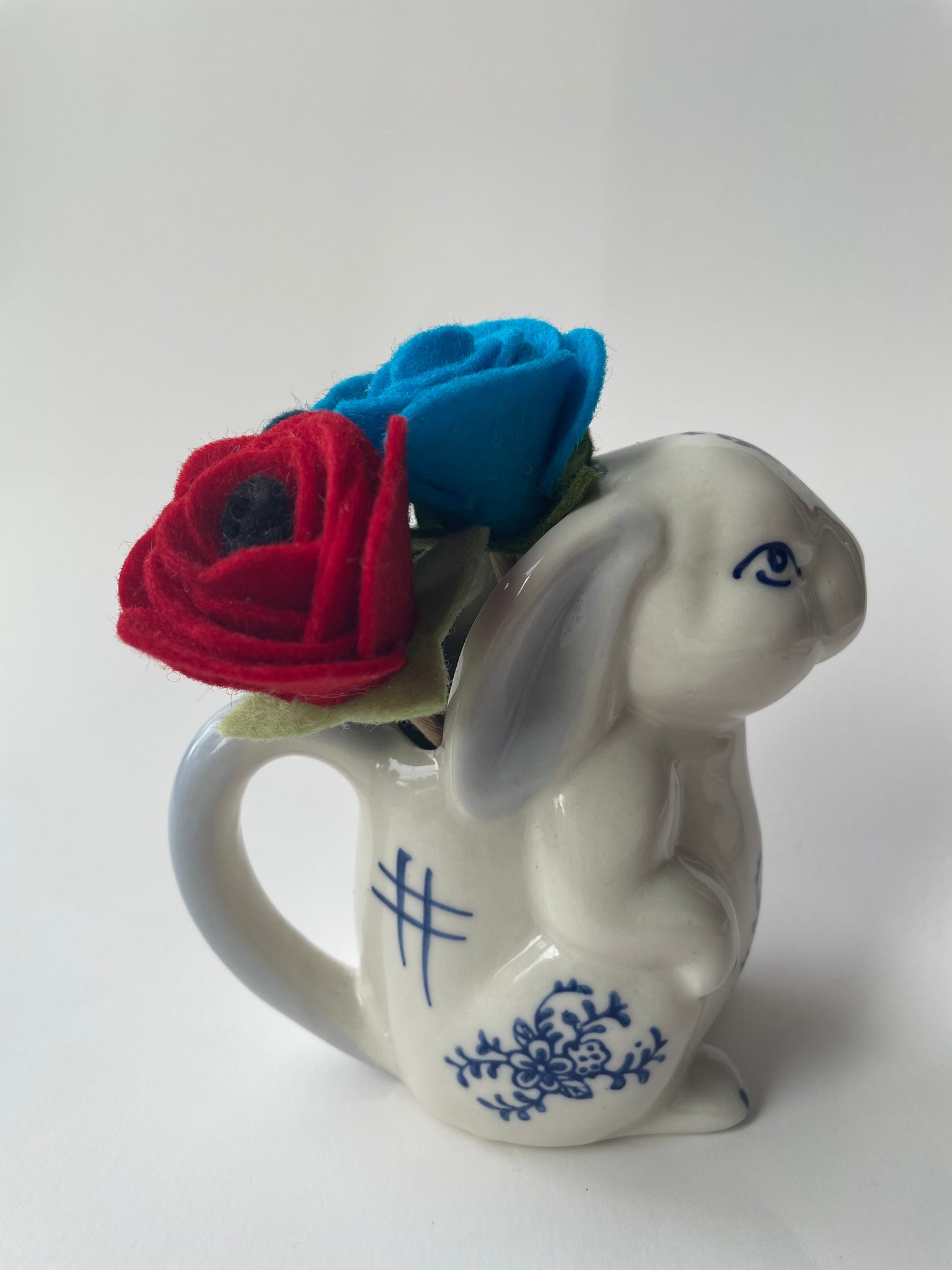 Vintage Blue and White Bunny Creamer or Bud Vase