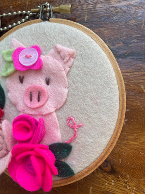 Pike Place Market Piggy Original Felt Art