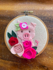 Pike Place Market Piggy Original Felt Art