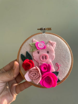 Pike Place Market Piggy Original Felt Art