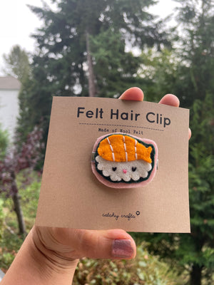 Handmade Felt Hair Clip : Salmon 🍣 Sushi