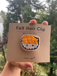 Handmade Felt Hair Clip : Salmon 🍣 Sushi