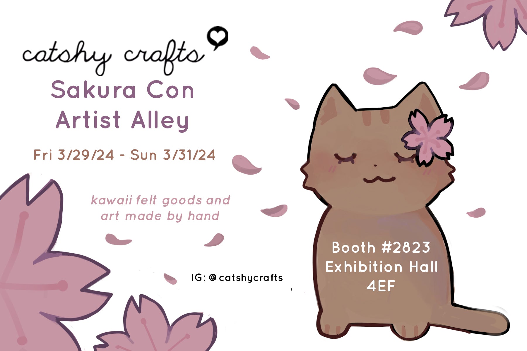 Kate's Order: Two Kitties under Cherry Blossoms + 8 Felt Magnets