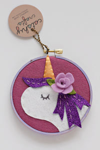 Purple Unicorn Embroidery Hoop Art