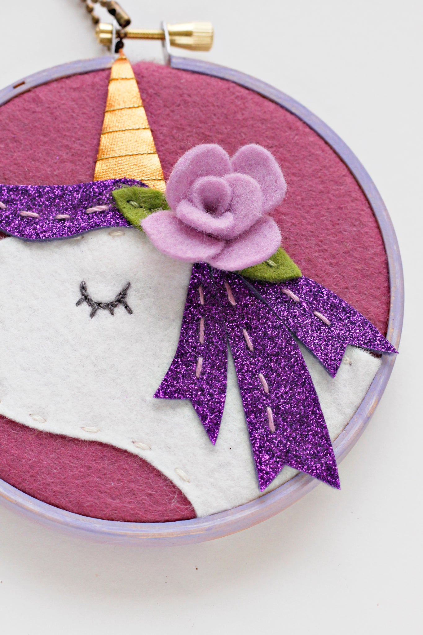 Purple Unicorn Embroidery Hoop Art