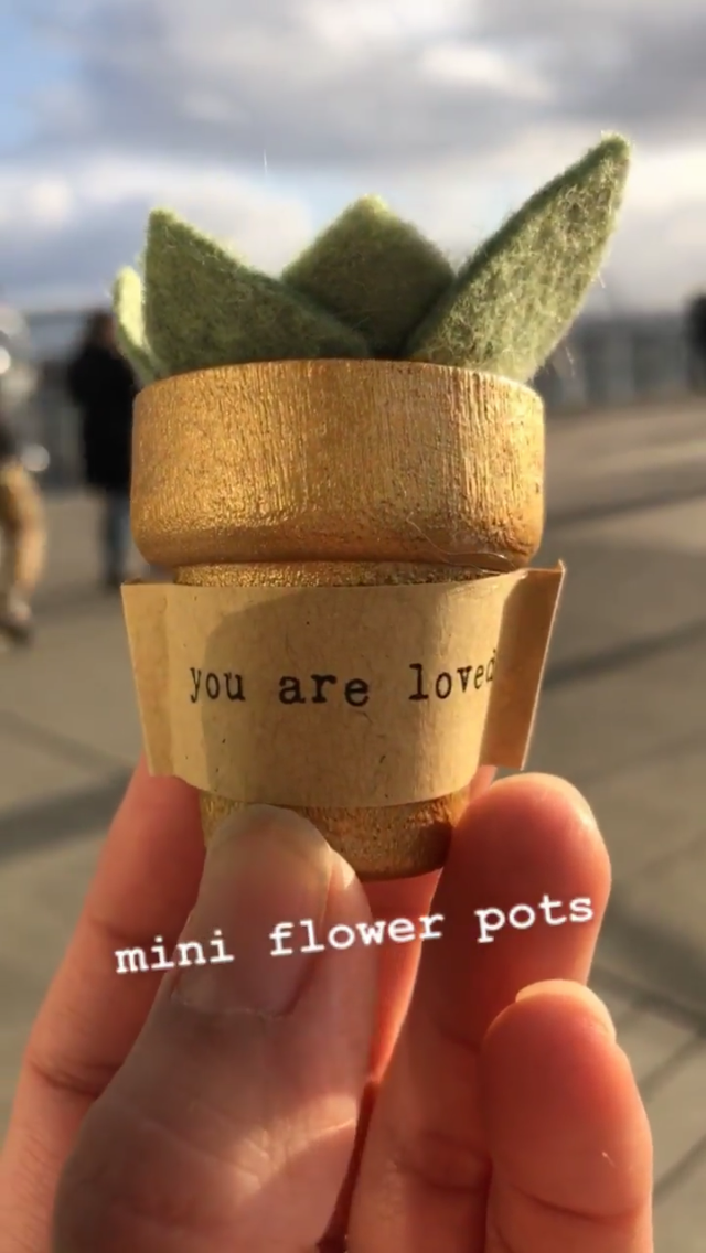 Mini Flower Pot with Positive Message / Desk Decor or Pincushion