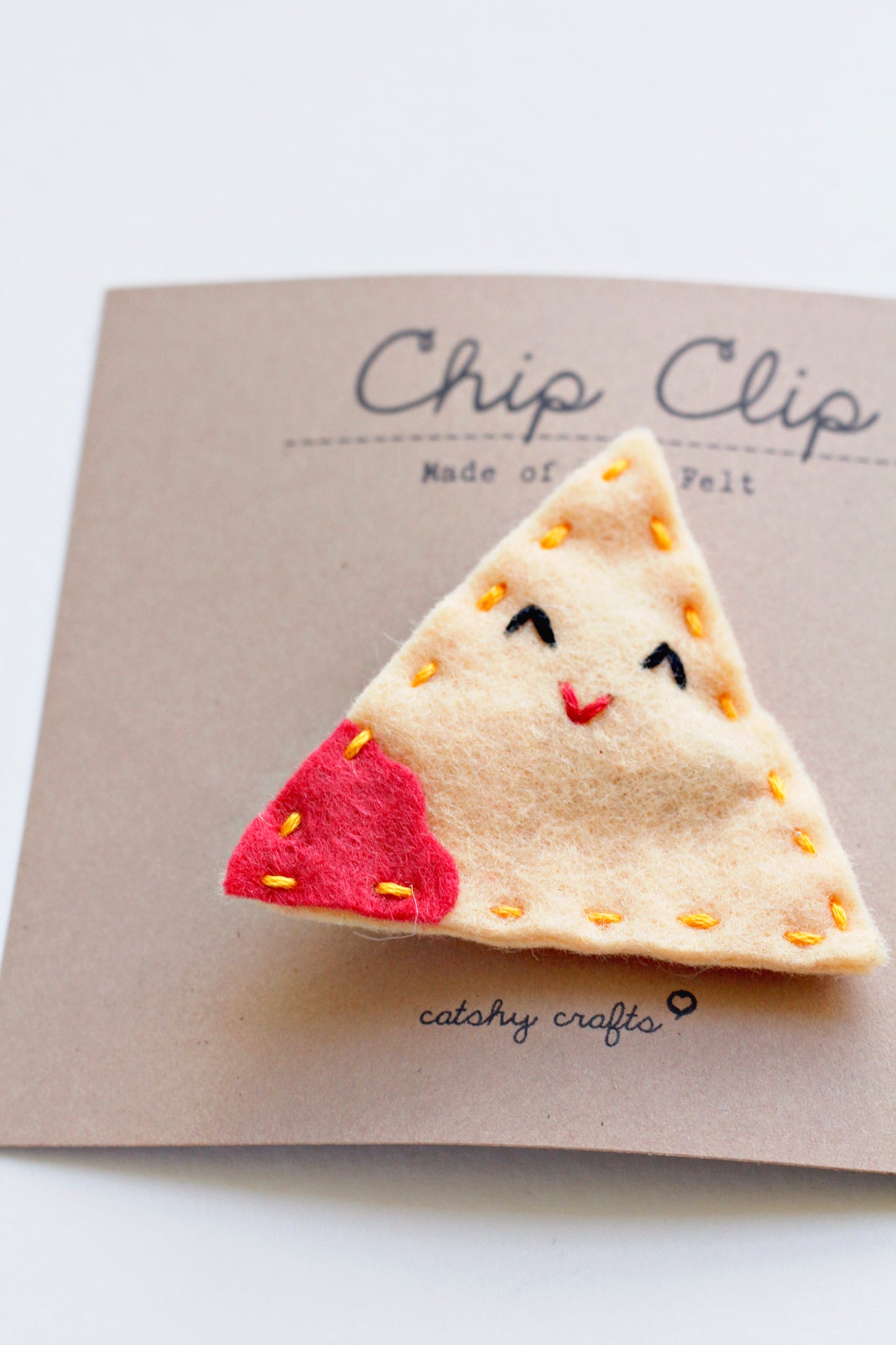 Tortilla Chip Embroidered Hair Clip – Catshy Crafts