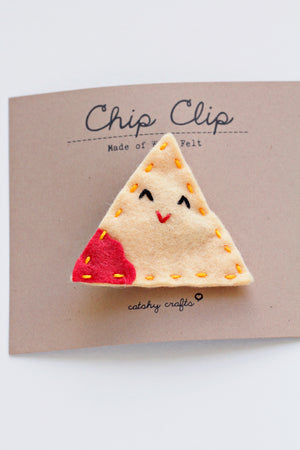 Tortilla Chip Embroidered Hair Clip