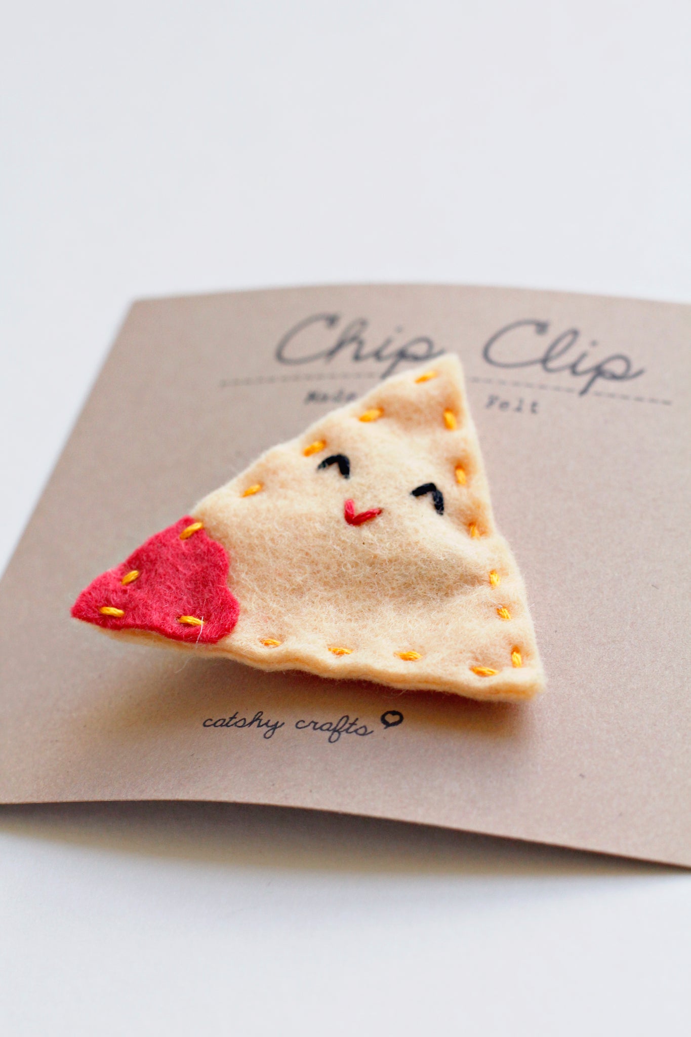 Tortilla Chip Embroidered Hair Clip
