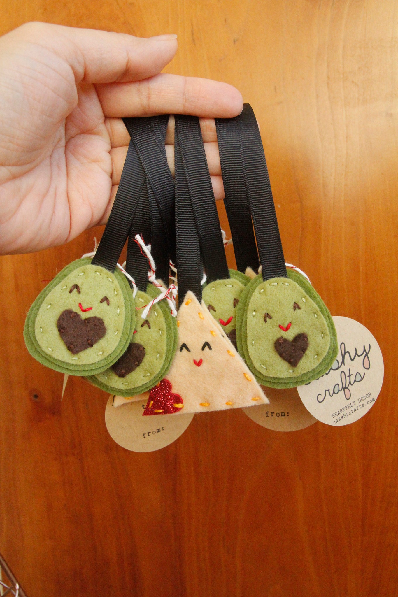 Felt Christmas Ornaments - Dumpling, Taco, Avocado, Chip or Sloth