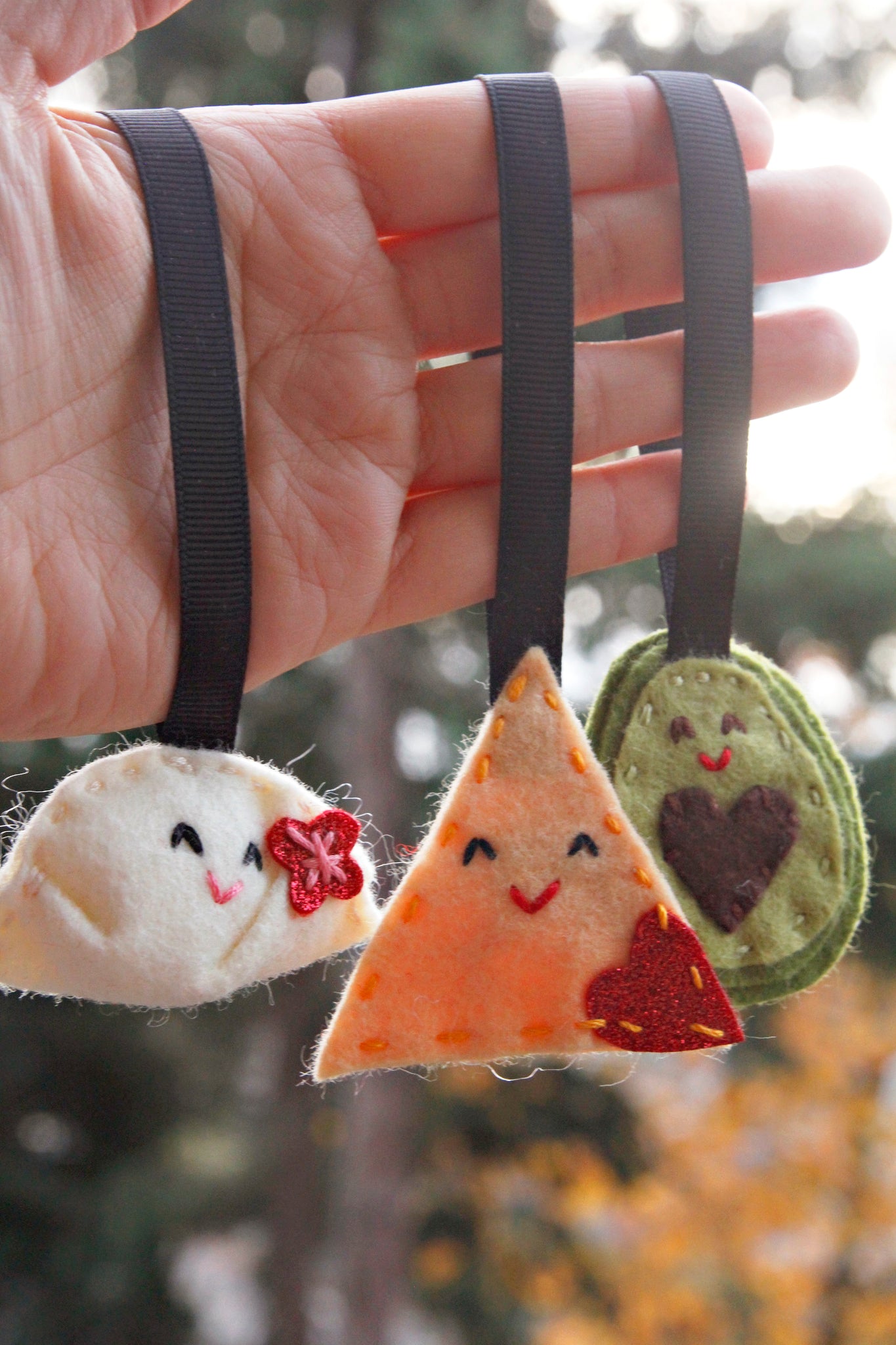 Felt Christmas Ornaments - Dumpling, Taco, Avocado, Chip or Sloth