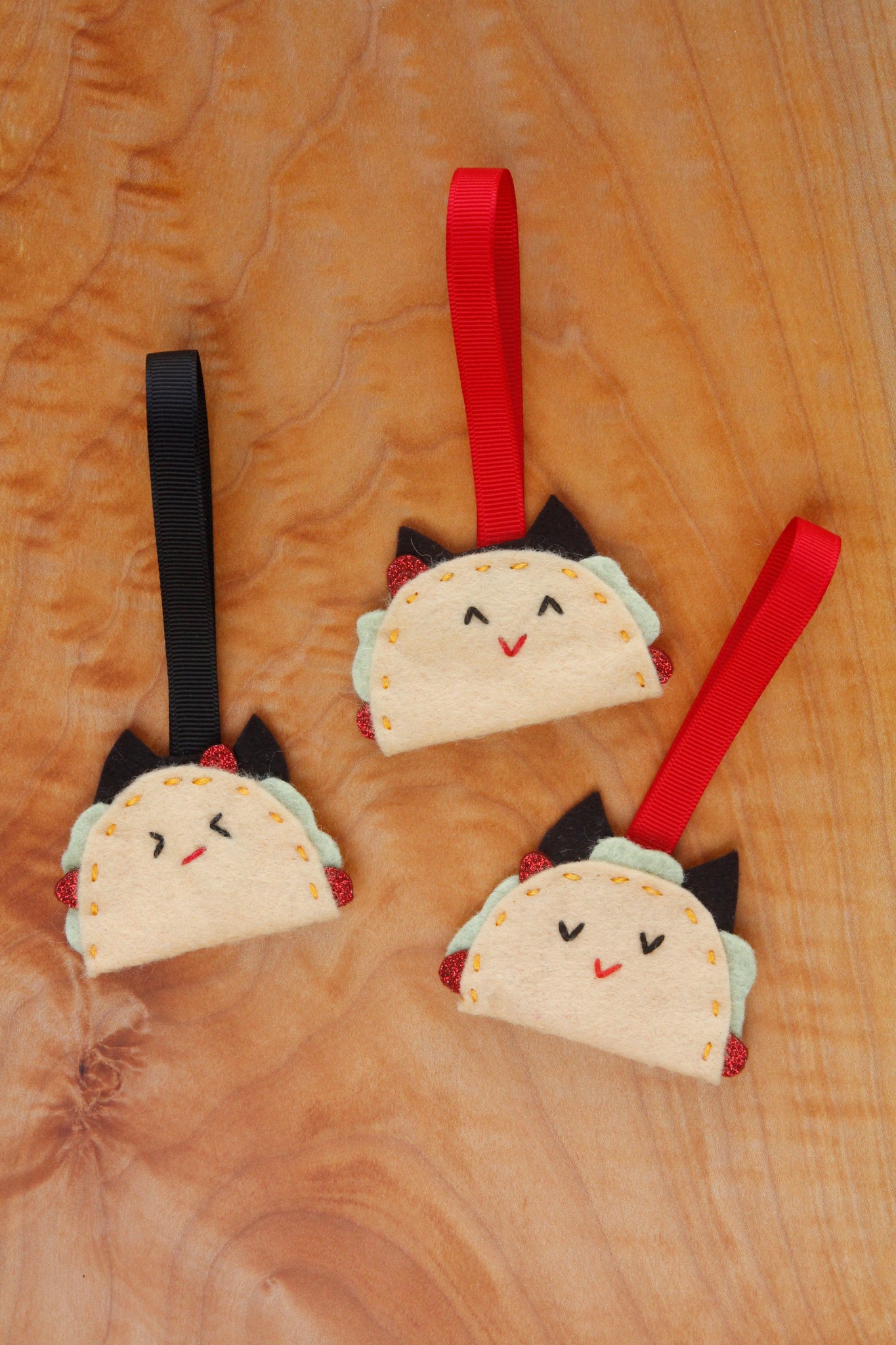 Felt Christmas Ornaments - Dumpling, Taco, Avocado, Chip or Sloth