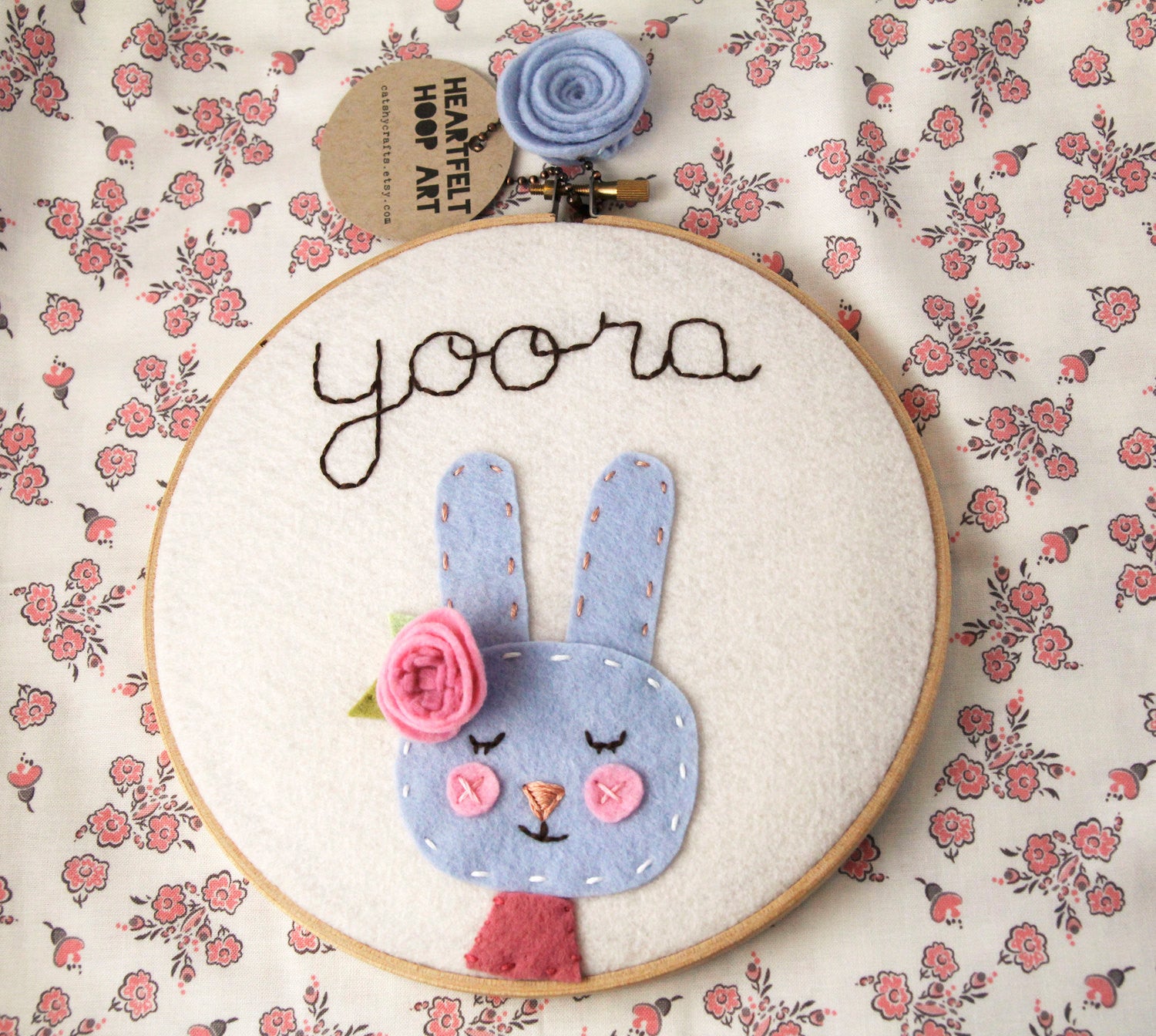 Personalized Bunny Embroidery Hoop Art