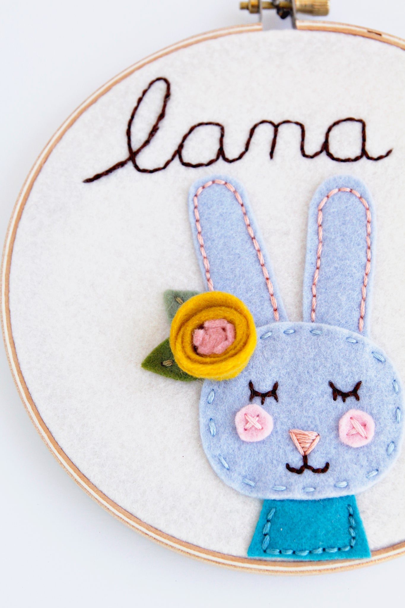 Personalized Bunny Embroidery Hoop Art